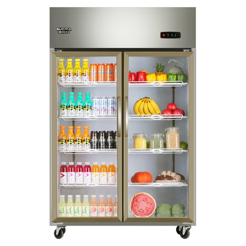 澳柯玛(AUCMA)VC-880D商用双门冷藏展示柜两门保鲜冰柜立式大容量冰箱895升大型