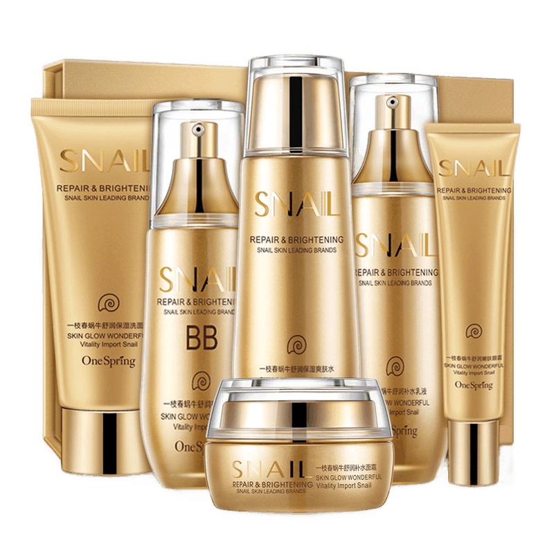 [六件套装]一枝春蜗牛原液舒润保湿护肤品套装 补水滋润化妆品