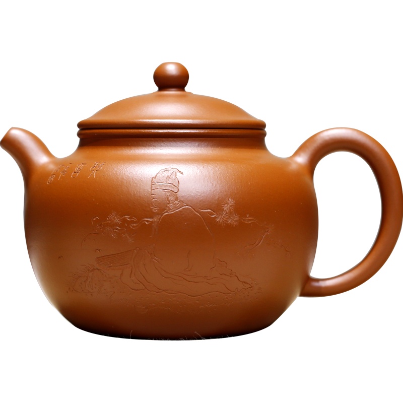 掇只壶名家周小明纯全手工正宗朱泥紫砂壶高档紫砂壶礼品礼盒装 高工手制 纯手工雕刻 朱泥壶 持壶照证书