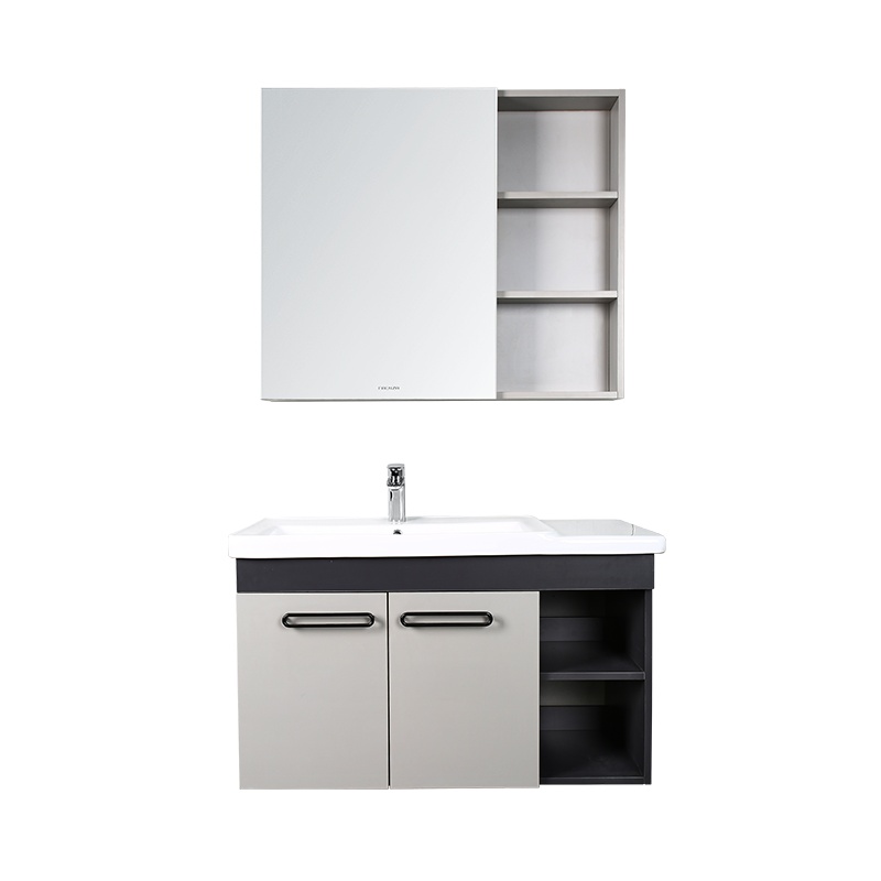 法恩莎官方旗舰影灰浴室柜组合小户型洗手脸盆洗漱台卫生间镜柜挂墙式FDGD3691浴室柜