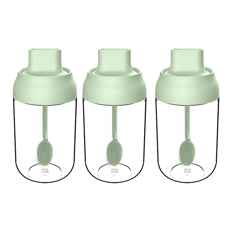 双枪调料盒厨房勺盖一体调料组合套装调料罐子调料瓶家用盐调味罐3只装DP43203*3