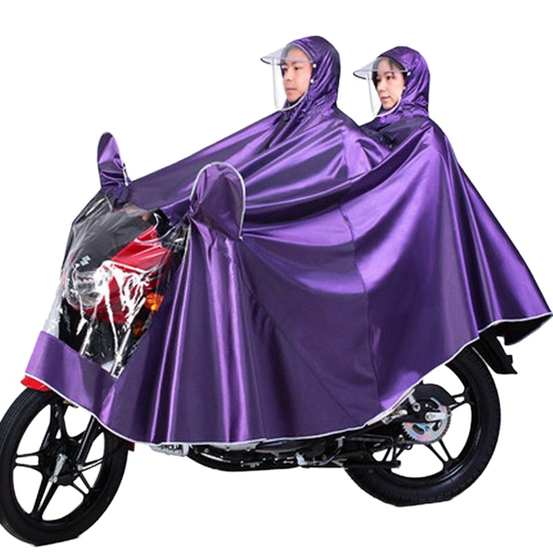 雨衣电动车摩托车面罩成人单人男女士双帽檐加大加厚雨披双人雨衣