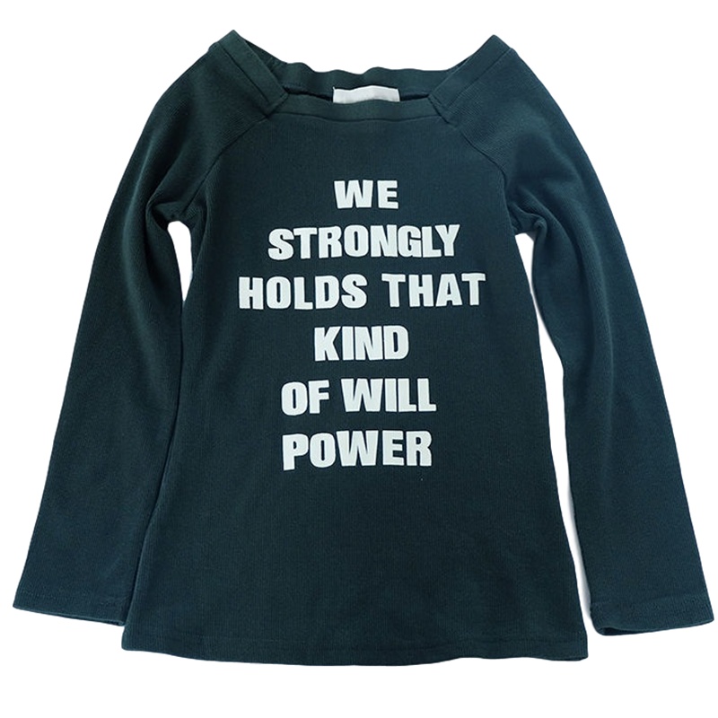 【福利款】拉夏贝尔ulifestyle秋装女修身显瘦一字领字母印花针织内搭长袖女