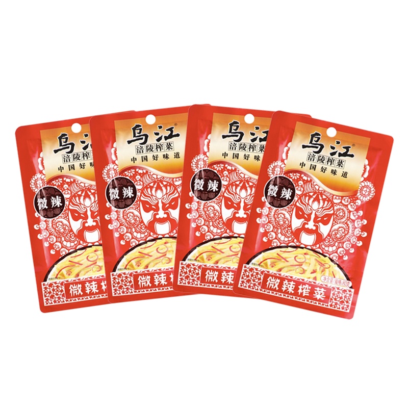 乌江微辣榨菜丝80g*4袋 袋装 微辣 调味品调味料 酱菜小菜下饭菜 红油微辣 下饭良品 早餐佐餐常备
