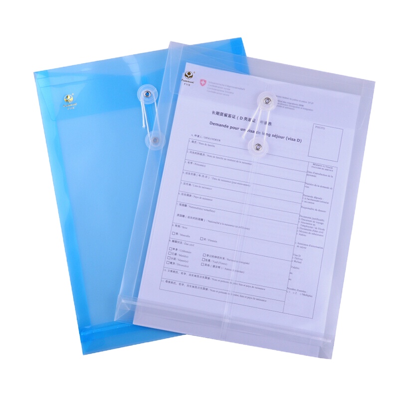 金得利(KINARY)F118A4透明绳扣档案袋文件袋颜色随机 5个一套