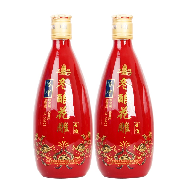塔牌 绍兴黄酒 冬酿花雕 手工黄酒 半干型 13.5度 500ml*2瓶 两瓶装 加饭酒