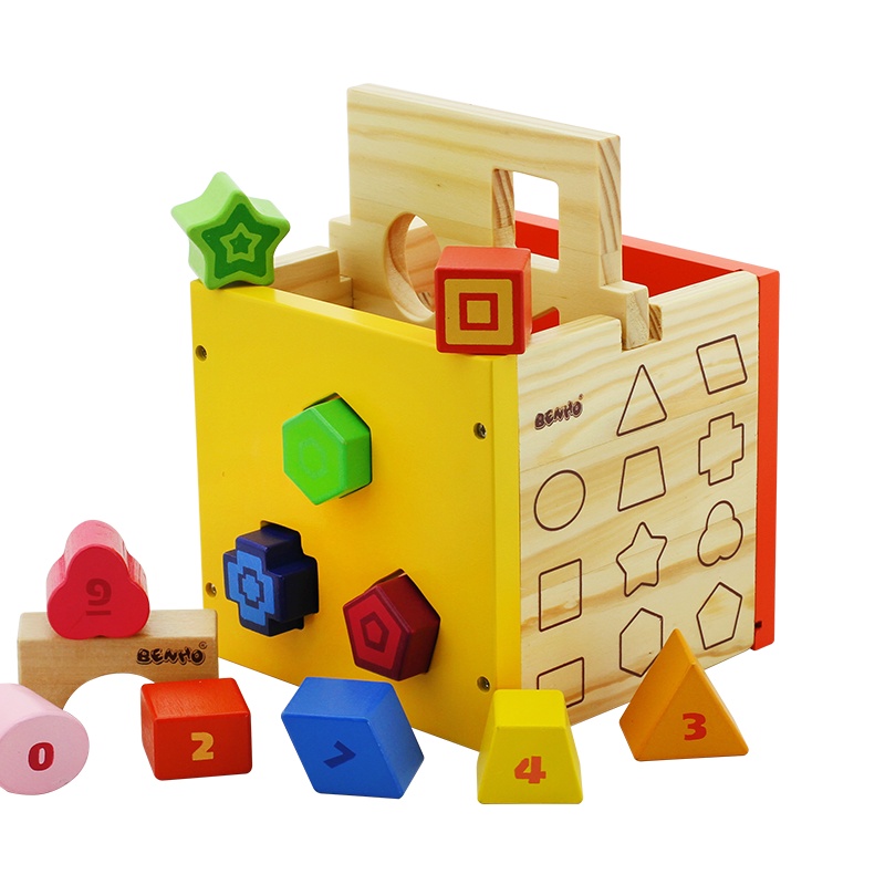 木玩世家儿童智力开发益智木制玩具形状盒形状配对几何积木BH2107