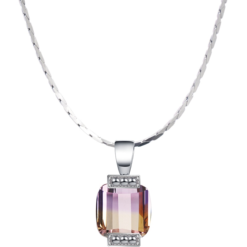 石头记天然紫晶吊坠项链女 银锁骨链水晶宝石配饰项链