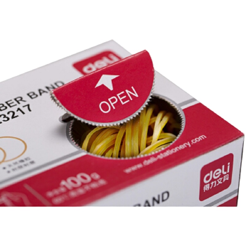 得力(deli)盒装经济实用弹力橡胶圈/橡皮筋/牛皮筋3217 100g