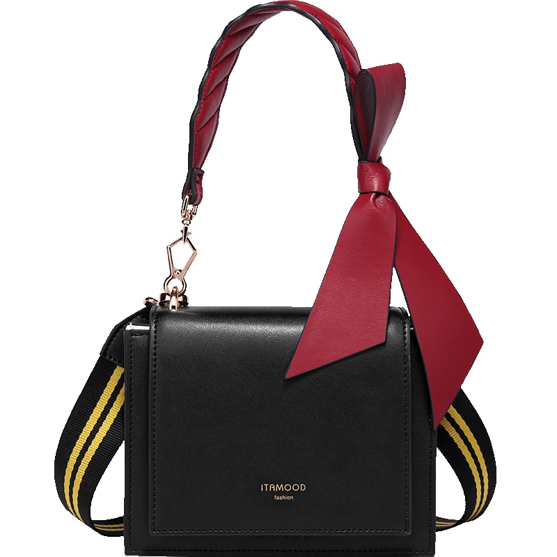 2019新款双黄线小包ck18D89181抖音同款斜挎包牛皮蝴蝶结小方包女