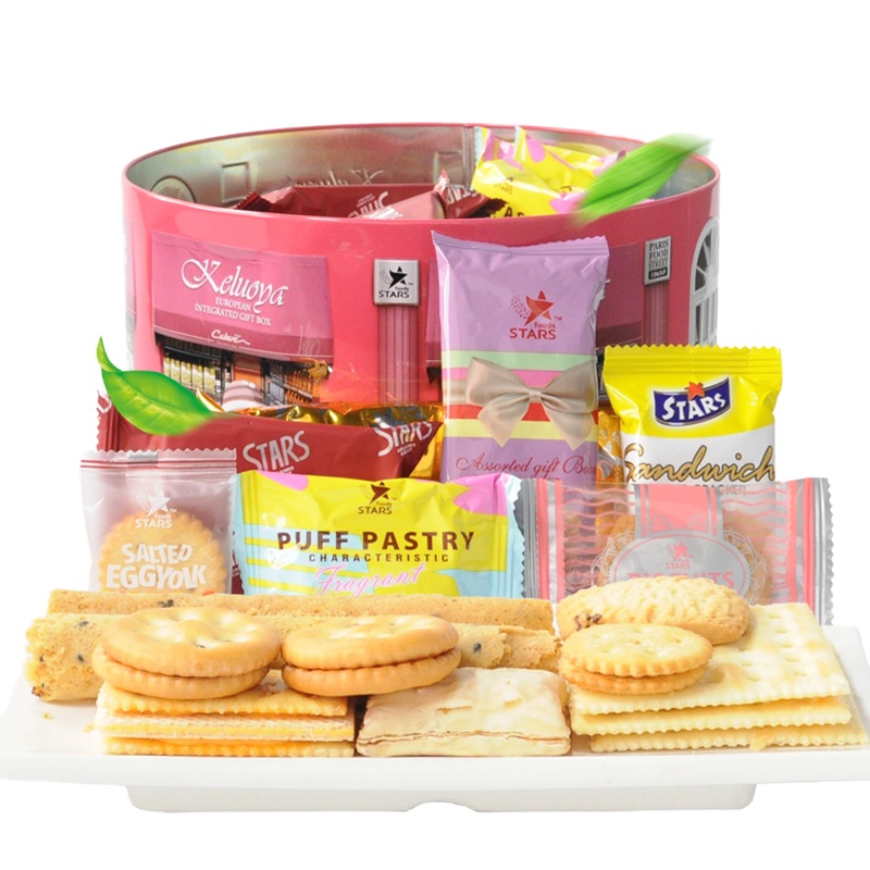 众星(mostar) 什锦综合饼干568g桶 混合饼干办公室休闲零食