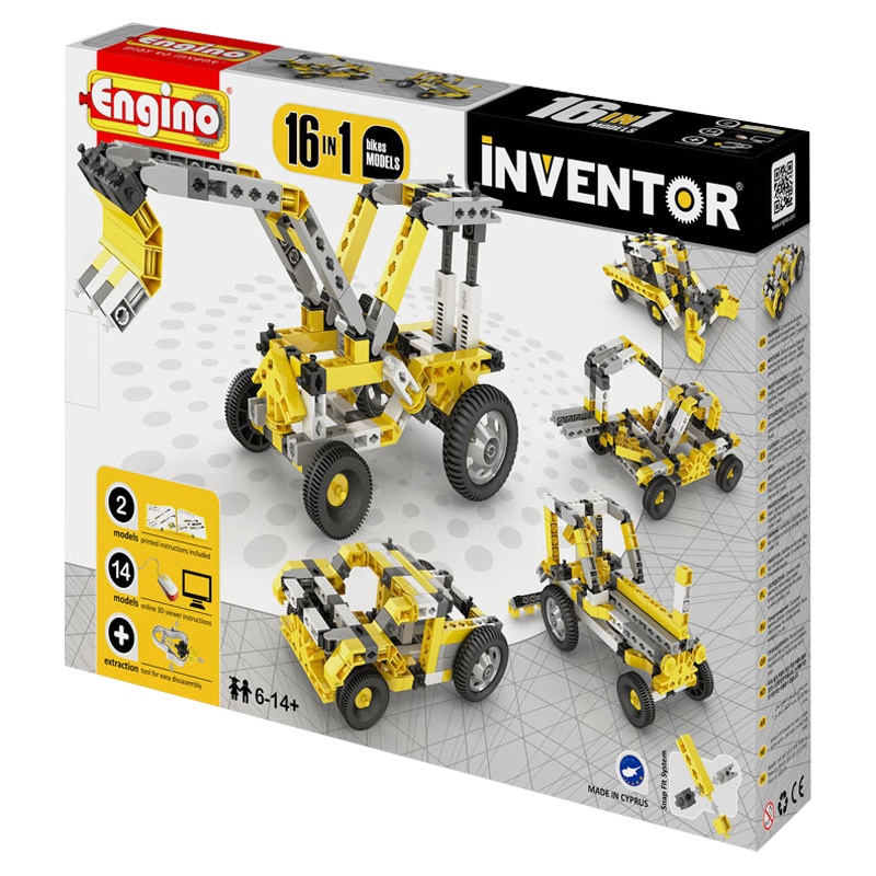 engino英吉诺欧洲原装进口儿童益智玩具16合1拼装积木模型男孩女孩礼物 工程车拼装模型