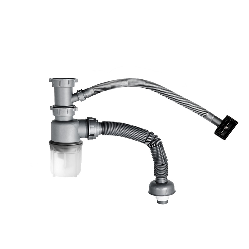 潜水艇厨房洗菜盆省空间靠墙款下水管排水管双槽洗碗池水槽下水器管子配件超级省空间