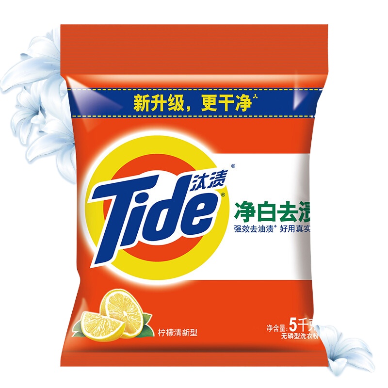 汰渍 Tide 净白去渍洗衣粉(柠檬清香)5kg/袋