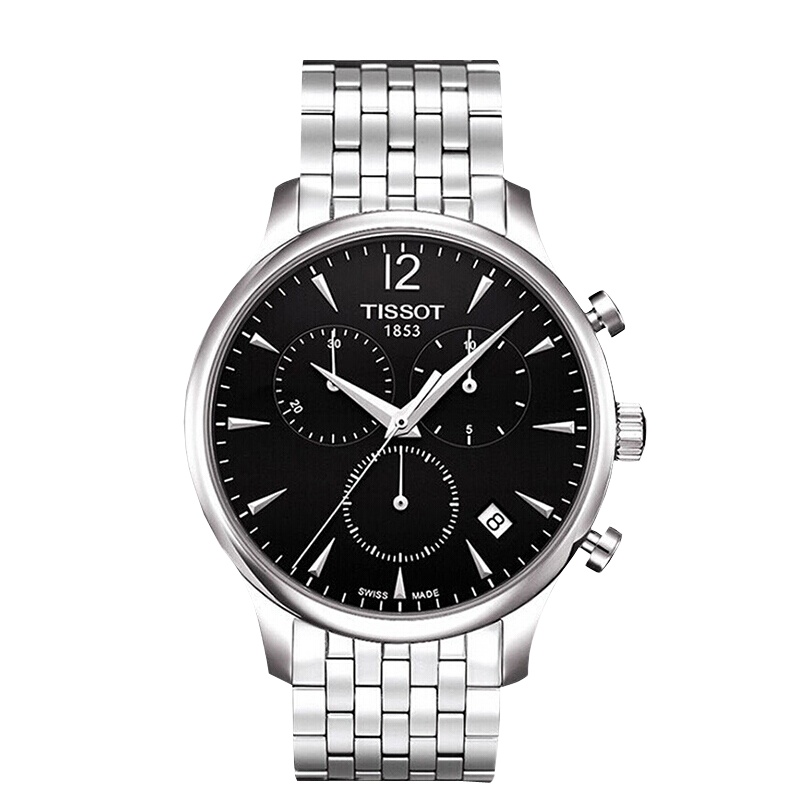 天梭(TISSOT)手表 瑞士品牌 俊雅系列男士手表钢带时尚商务休闲防水石英表 男 T063.617.11.067.00