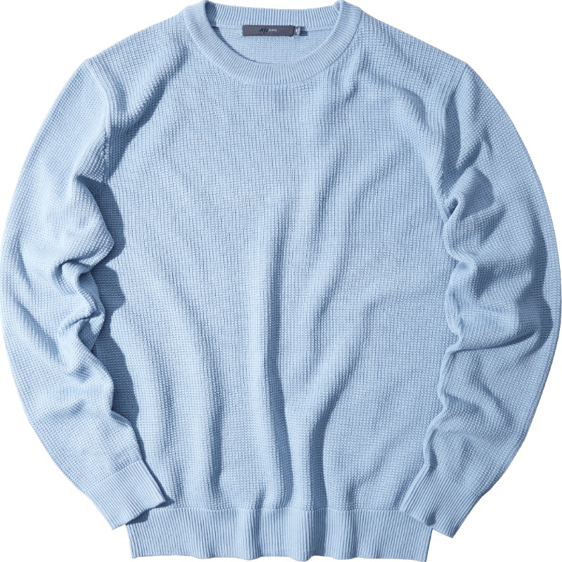 黑鲸纯色圆领长袖针织衫男2019春季基础款毛衣男CNZAJ19002A