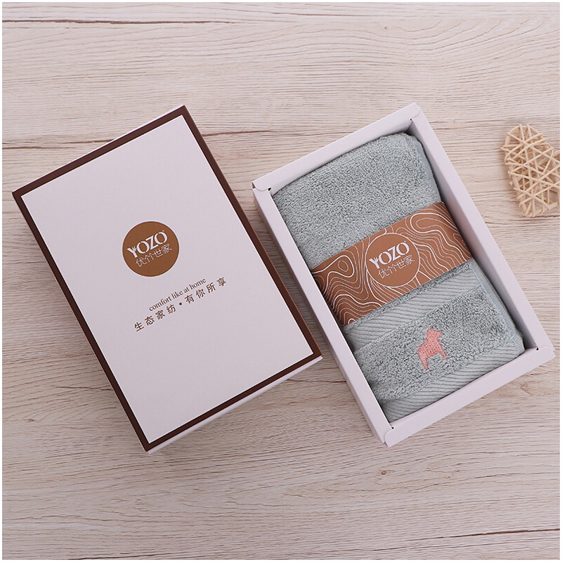 优竹世家毛巾礼盒装竹纤维大款加厚吸水断档绣花手巾 单条礼盒装30盒/件
