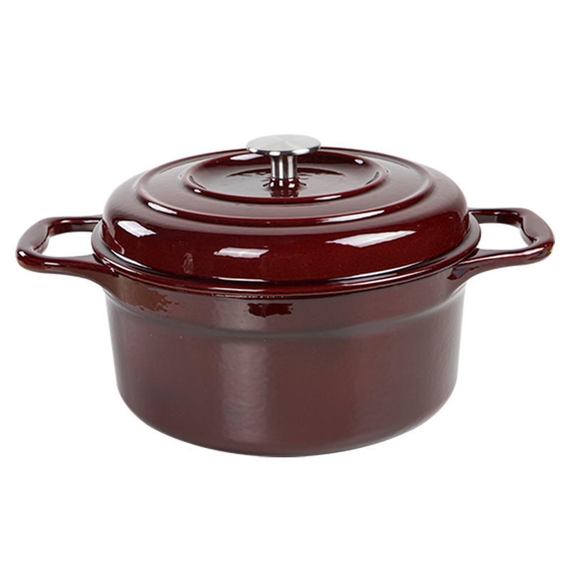 苏宁极物 铸铁珐琅汤锅4L红色煲汤炖锅生铁搪瓷锅无涂层不粘锅铁炖锅