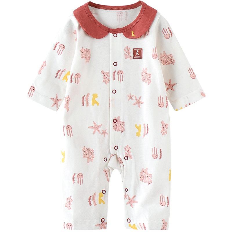 童泰新款四季婴儿衣服0-3月新生儿纯棉对开连体衣婴儿闭裆哈衣