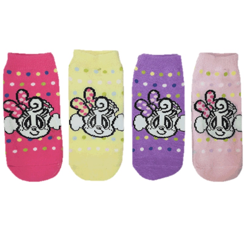 巴布豆配饰儿童袜四季款女孩常规4双装地板袜女款电脑袜0-7岁女宝