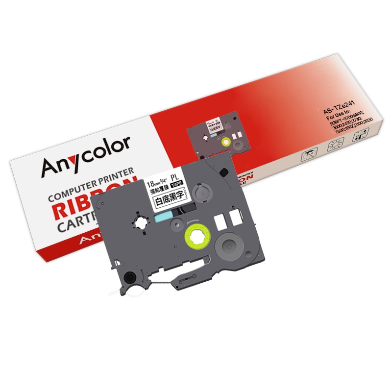 欣彩 TZe-241标签机色带 18mm白底黑字 AS-TZe241 适用兄弟标签机色带