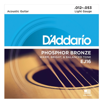 达达里奥自营(D'Addario)EJ16 美国原装进口民谣吉他弦套弦琴弦 EJ16 (12-53磷铜)
