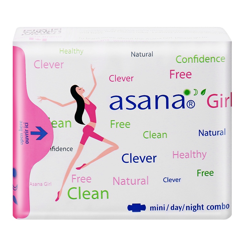 阿莎娜asana 加拿大原装进口薄棉面卫生巾套装 9P(日5+夜2+迷你巾2)