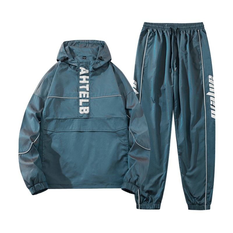 满速春秋季新款男士休闲运动连帽套装学生搭配一套帅气潮流两件套