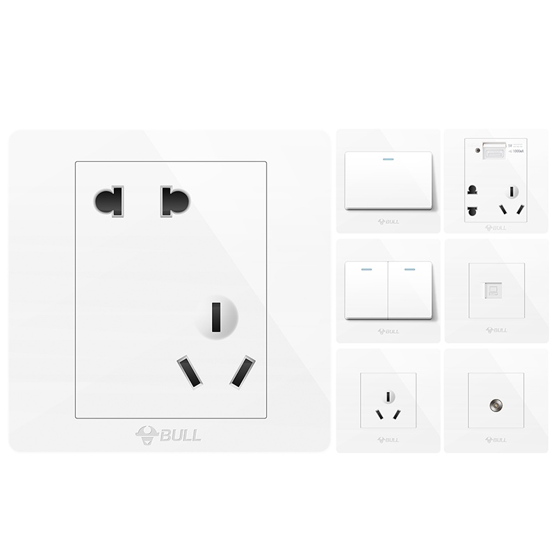 公牛开关插座86型家用墙式墙壁带一开usb5五孔暗装面板多孔 开关