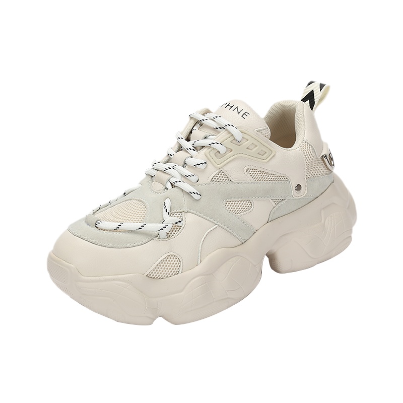 达芙妮春新款韩版网面拼接透气百搭ins网红智熏厚底老爹鞋