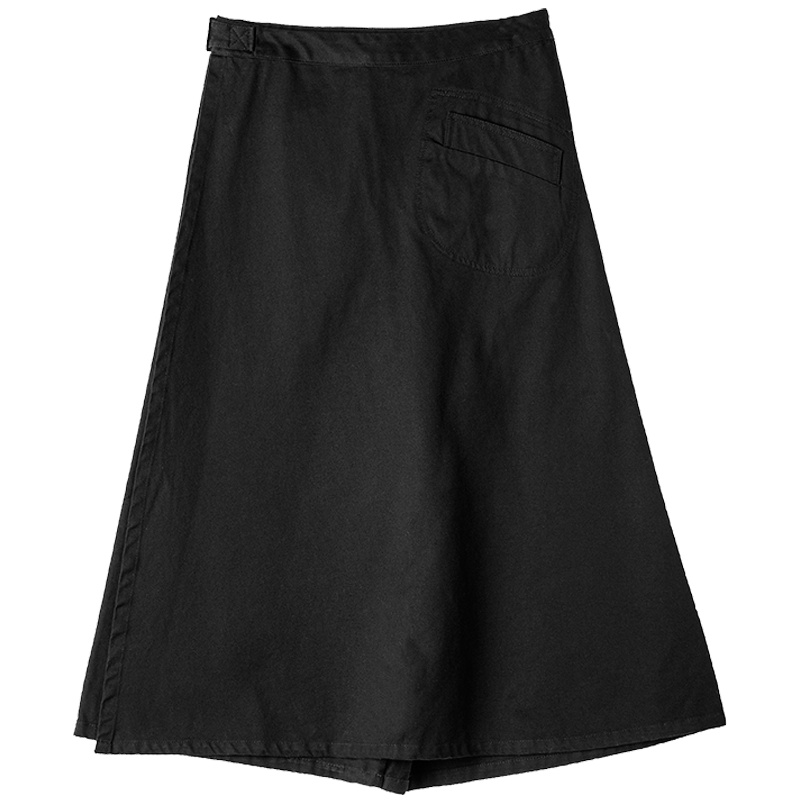 sdeer圣迪奥2018秋装纯色宽松阔腿口袋全棉A版半身裙S18181108