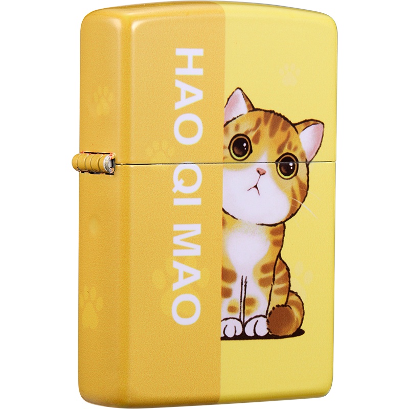 Zippo芝宝打火机美国进口之宝防风打火机苏宁正品好奇胖橘猫Z-30059