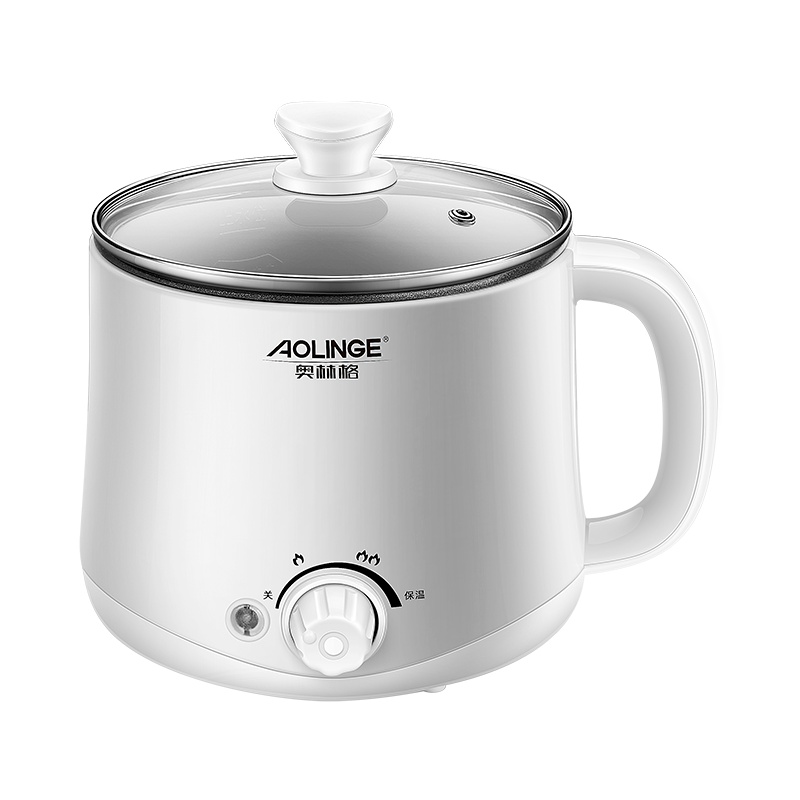 奥林格(AOLINGE) ALG-Q19保温电煮锅学生锅宿舍家用小煮面1-2人迷你小功率不粘涂层内胆电火锅1.6L灰白色