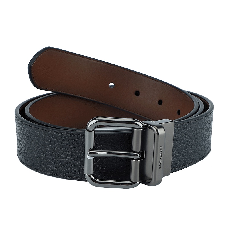 COACH 蔻驰 奢侈品 男士黑色皮革腰带皮带