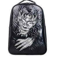 山奇品一新款中国风3D浮个性酷龙 潮流男女款pu皮双肩背包电脑包