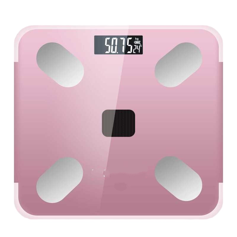 智能体脂秤时光旧巷充电款家用小型电子称宿舍体重秤人体测脂肪体质女 粉色 USB充电