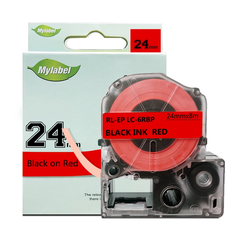e代经典 24mm红底黑字标签色带 适用爱普生EPSON LW600P;LW700;锦宫SR530C LK-6RBP