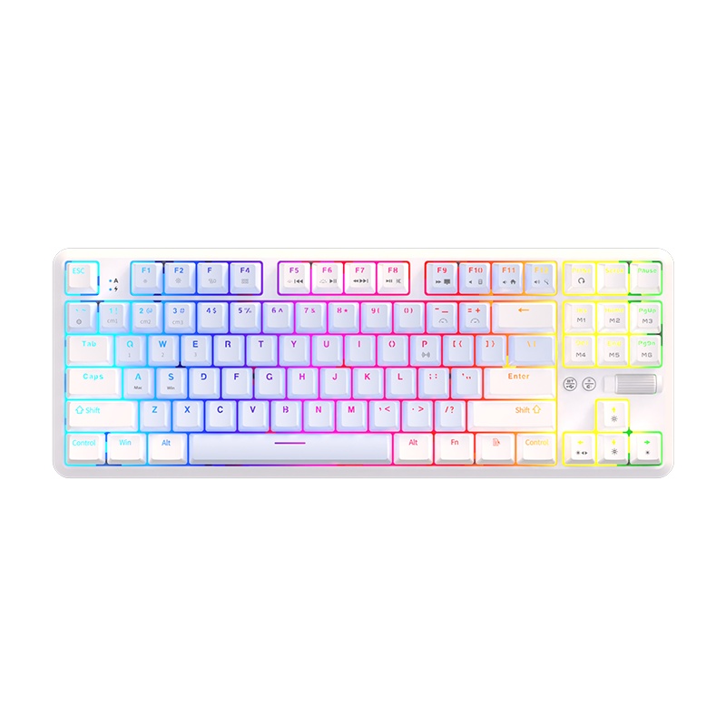 黑爵 双拼机械键盘全键热拔插蓝牙有线RGB背光电竞游戏87键游戏双模充电竞MAC平板电脑白蓝红轴