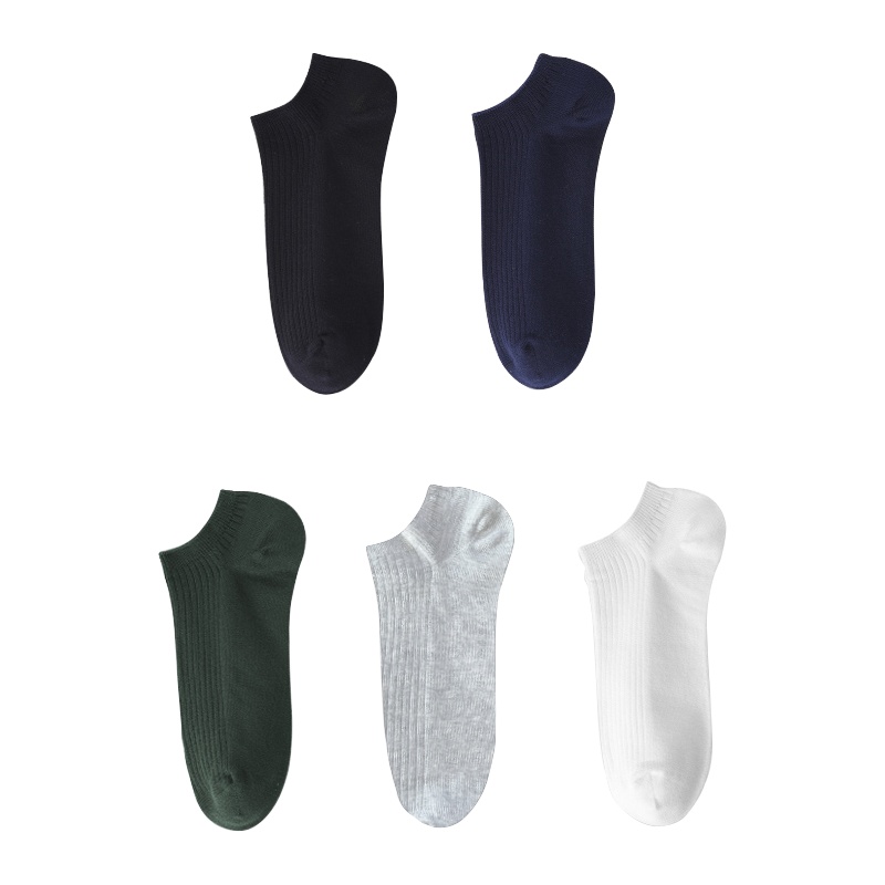 健将袜子男棉船袜运动夏季舒适透气低筒浅口男袜纯色精梳棉5双装