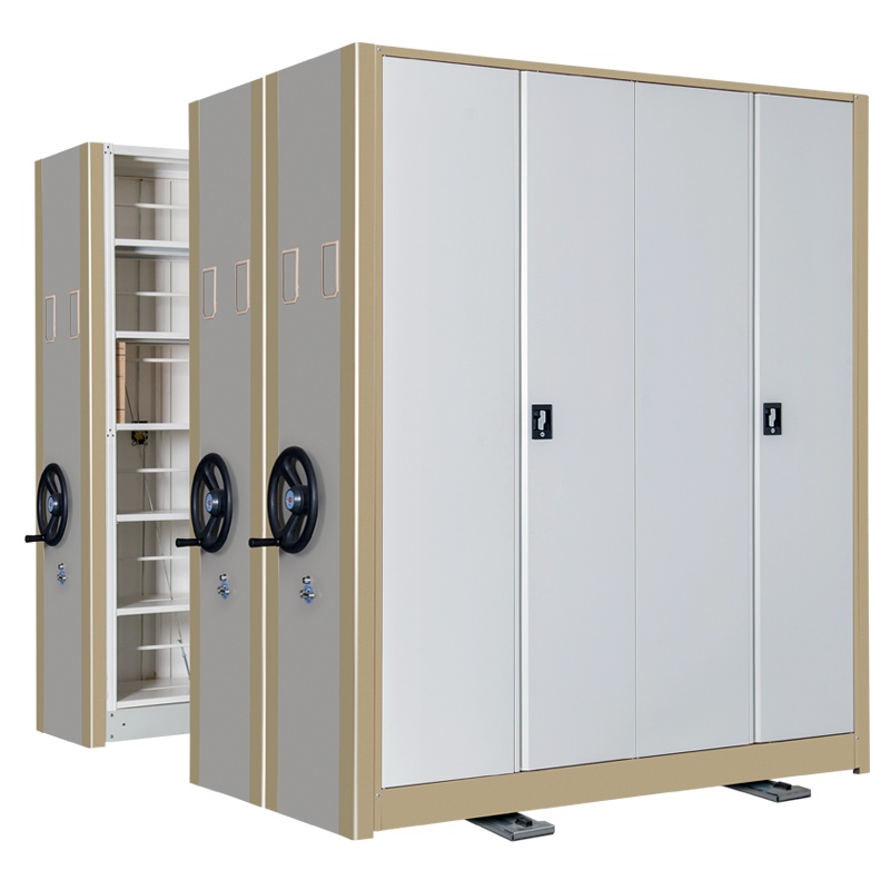 富路达钢制移动密集柜文件柜可定制手摇式轨道密集架灰白套色档案柜/每立方