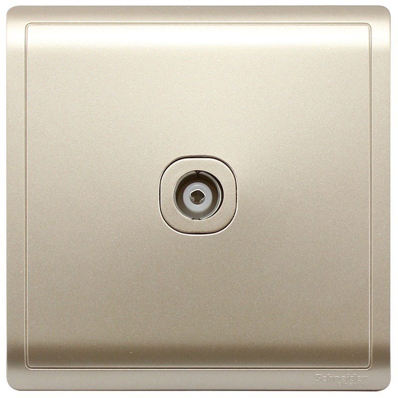 施耐德电气（Schneider Electric）开关插座 单联电视插座面板 墙壁弱电有线TV 丰尚金色