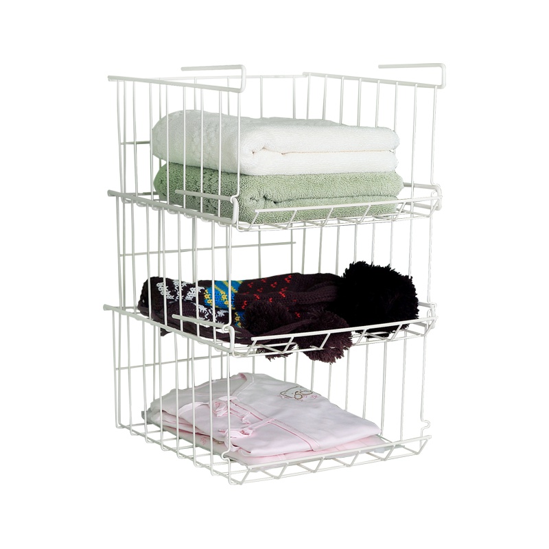 欧润哲 可叠加下挂篮 橱柜衣柜隔层收纳架整理架收纳层架白色款