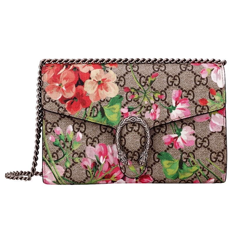 [海外直邮]GUCCI 古驰Dionysus系列女士天竺葵印花金属链条单肩斜挎包401231 KU2AN 8693