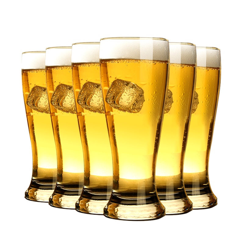 乐美雅啤酒杯玻璃家用网红创意加厚大号扎啤杯精酿酒杯果汁杯抖音饮料杯2/6只