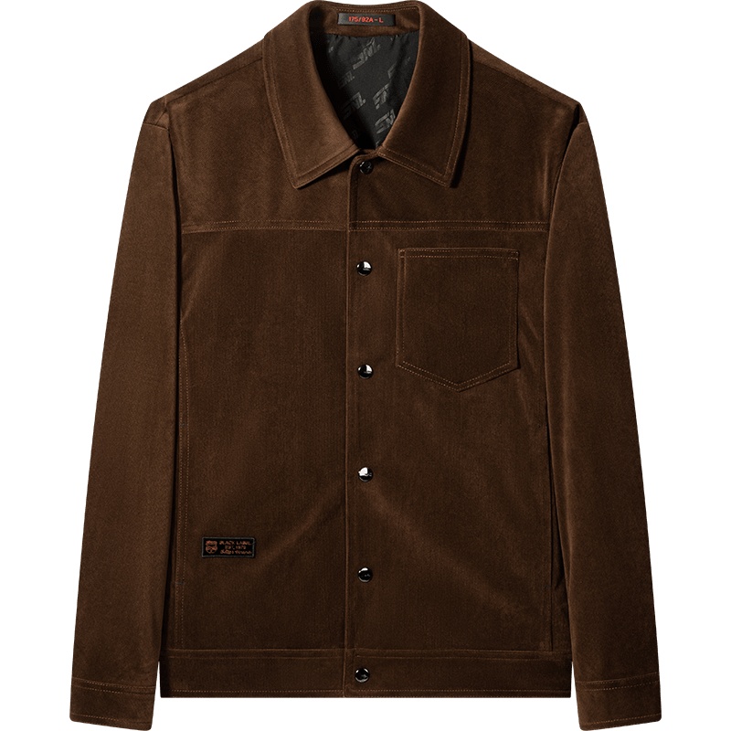 柒牌男士茄克衫时尚青年休闲简约风灯芯绒工装翻领长袖夹克外套男