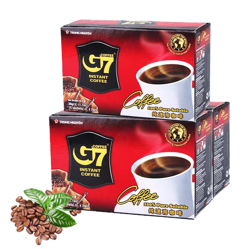 越南进口中原G7 速溶黑咖啡30g*3盒量贩装(可冲45杯) 无蔗糖浓郁醇苦冰美式