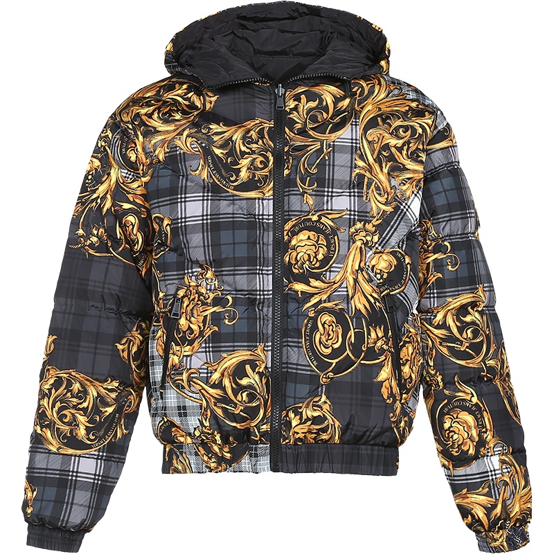 VERSACE JEANS COUTURE 范思哲 男士聚酯纤维双面穿短款连帽鸭绒羽绒服71GAA422 CQS06