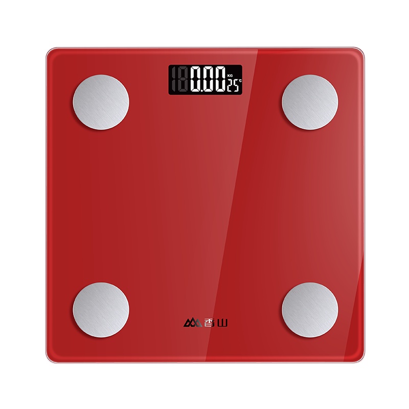 香山智能体脂秤电子秤家用体重秤女生宿舍电子称健康减肥秤 (云动 红色 充电款)