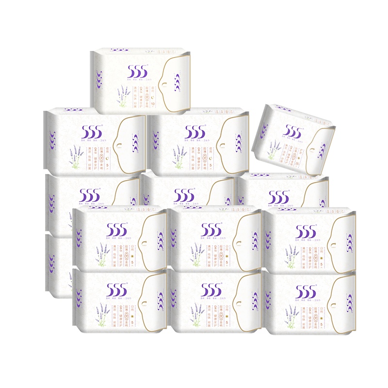 555抑菌姨妈巾日用夜用组合装卫生巾女生整箱装16包105片