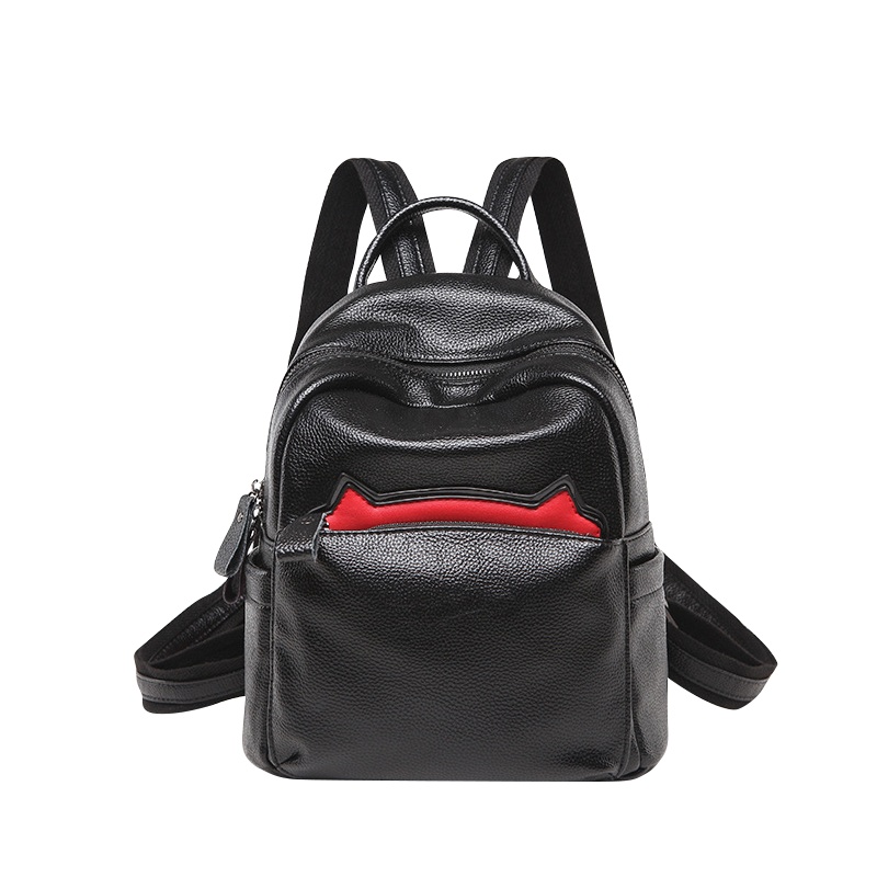 2021新款真皮女士双肩包韩版可爱猫耳朵双肩背包旅行背包牛皮包包